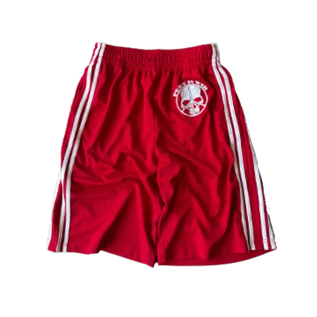 peaceinwar red "skull" shorts